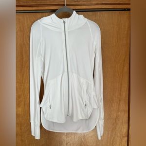 Athleta White Performance Hooded Zip Jacket (XS)